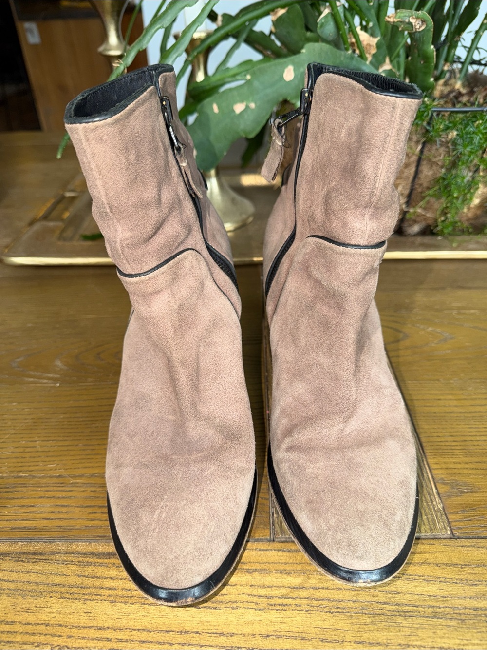 rag & bone Suede Ankle Booties in Taupe